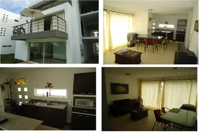 a group of four pictures of a living room and a kitchen at Ciudadela Santafe in Santa Fe de Antioquia