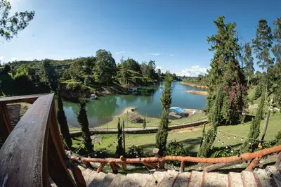 a view of a river from a bridge at Mansión by Bernalo Hotels in Guatapé