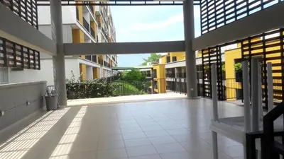 a view of an empty hallway in a building at Apartasol de Lujo Santa Fe de Antioquia