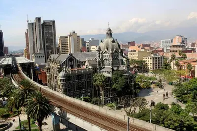 a view of a city with a building at Hotel Nutibara in Medellín