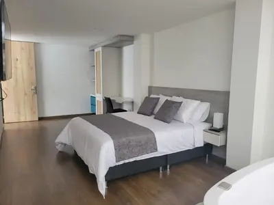 a bedroom with a large bed in a room at Hotel Piedras De Maní in Manizales