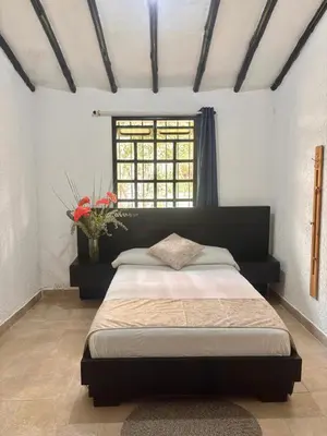 a bedroom with a large bed in a room with a window at Hotel Premium Real in Medellín