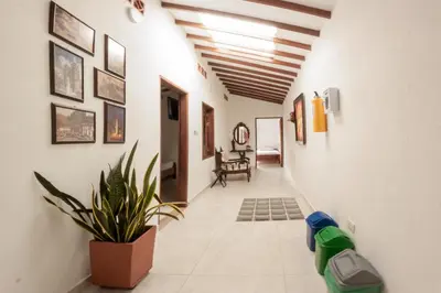 a hallway with a potted plant in a room at Vivienda turística mi sueño Jardín in Jardin
