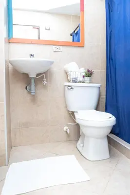 a bathroom with a toilet and a sink at Hotel Conquistadores in Medellín