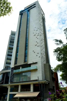 a tall building with a bunch of birds on it at Inntu Hotel in Medellín