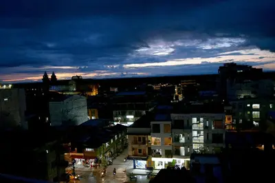 a view of a city at night with at Hotel Shaira 2 in Quibdó