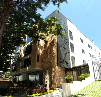 an external view of the building at EcoHub Hotel Medellin in Medellín