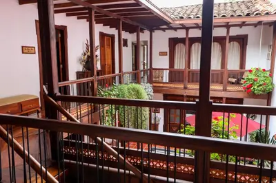 a view from the balcony of a house at Casa Lola Hotel Boutique in Salamina