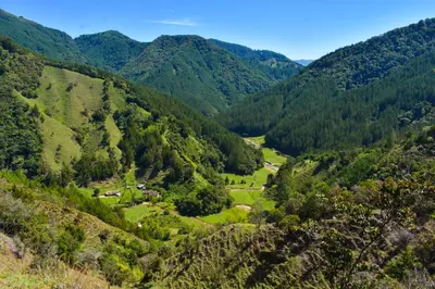 an aerial view of a valley in the mountains at Casa Descanso en el Campo con Hermosa Vista a los Farallones in Versalles