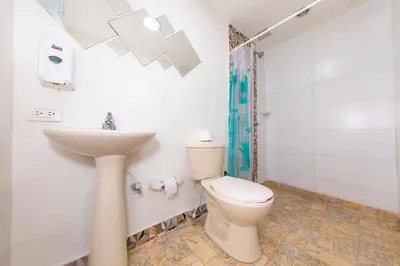 a bathroom with a toilet and a sink at Hotel Ayenda Palo Alto in Medellín