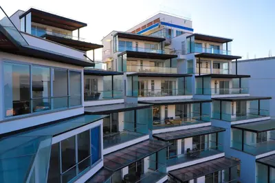 an image of an apartment building with balconies at Hotel Santorini in Guatapé