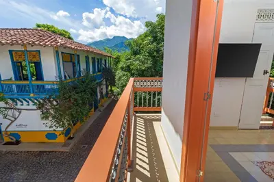 a view from the balcony of a house at Hotel Boutique Fundadores en Cauca Viejo in Jericó