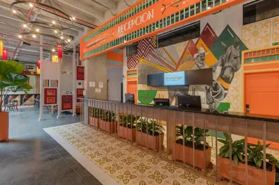 a lobby of a store with plants on the wall at Masaya Medellin in Medellín