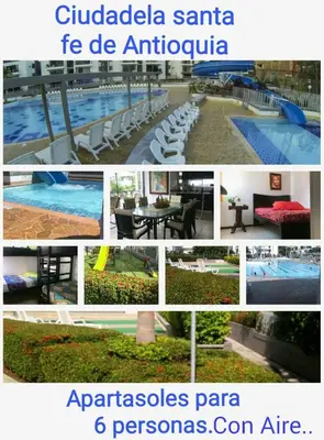 a collage of pictures of a swimming pool at Ciudadela Santa fe Apartasol 4 A 2 in Santa Fe de Antioquia