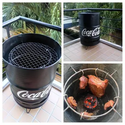 a coke bucket and a grill and some meat at Ciudadela Santa fe Apartasol 4 A 2 in Santa Fe de Antioquia