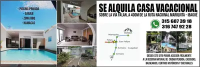 a collage of photos of a house and a swimming pool at Casa piscina in Mariquita