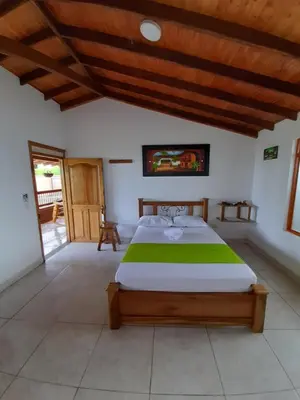 a bedroom with a large bed in a room at Hotel San Felipe Belalcazar in Belcazar Caldas