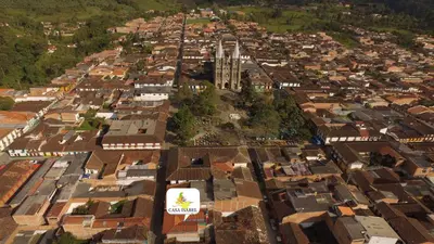 an aerial view of a city with houses at Casa Isabel Hotel in Jardin