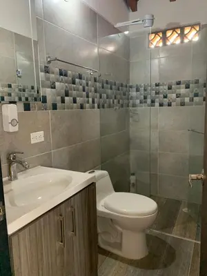 a bathroom with a toilet and a sink at Apartamento La Esperanza Guatapé in Guatapé