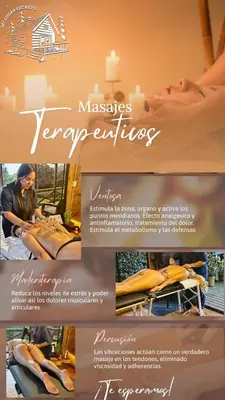 a collage of images of a woman getting a massage at Mi lugar secreto in Medellín