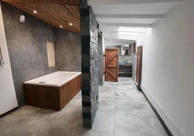 a bathroom with a bath tub in a room at All Natural Glamping in Copacabana