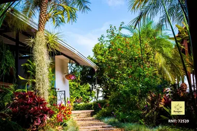 a house with a palm tree and some plants at Bosques de la Pradera in Manizales