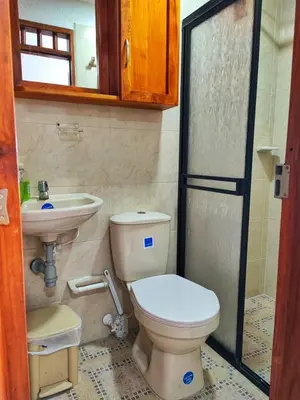 a bathroom with a toilet and a sink at Apartamentos con estacionamiento cerca al parque in Támesis