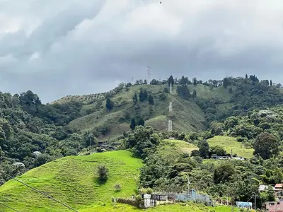 a green hill with trees on top of it at APARTAMENTO CON VISTA A LAS MONTAÑAS CAPACIDAD 6 PERSONAS SECTOR VILLAMARIA in Villamaría