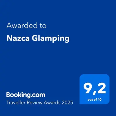a blue screen with the text awarded to nzagaming at Nazca Glamping in Villamaría