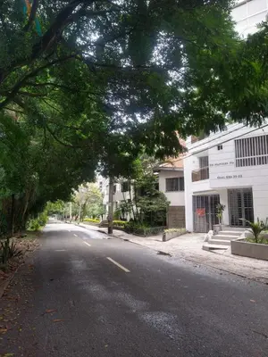 an empty street with trees hanging over the road at Conquistadores Romantic, Medellín in Medellín