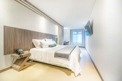 a bedroom with a bed and a television in it at Hotel Torre Poblado in Medellín