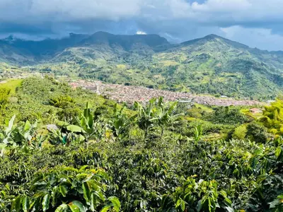 a view of a village in the mountains at Jardín de Primavera Apartamentos in Jardin