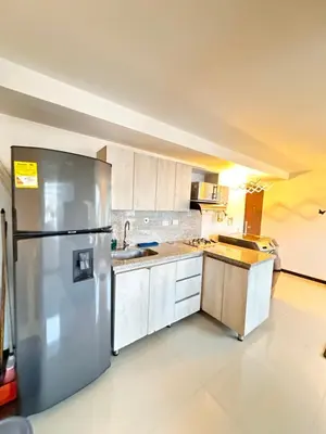 a kitchen with a stainless steel refrigerator at 2104 Apartamento Poblado en la zona rosa de medellín in Medellín