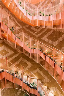 an overhead view of a building with tables and chairs at The Somos Bold Hotel in Medellín