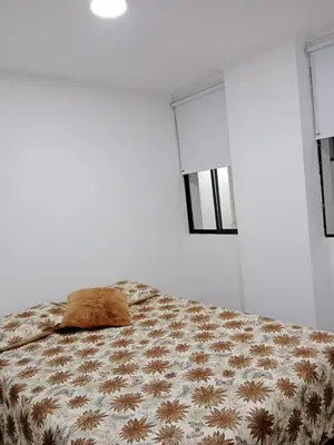 a bed with a pillow on it in a room at Medellin apartamento en laureles in Medellín