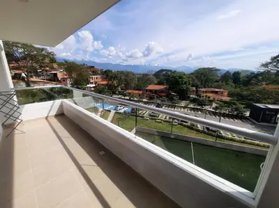 a balcony with a view of a city at Citadela Di Sole - Apartamento in Santa Fe de Antioquia
