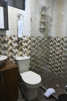 a bathroom with a toilet and a shower at ANDALIVING NIQUIA Apartaestudio in Bello