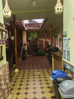 an entrance to a building with a tiled floor at Hotel Colonial in Jardin