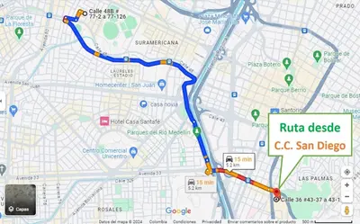 a map of a ride in csa san francisco at Descansa en Habitación Privada en Medellín C in Medellín