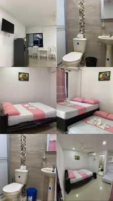 a collage of four pictures of a bedroom at APARTAMENTO EN DORADAL A 12 minutos de Nápoles in Doradal